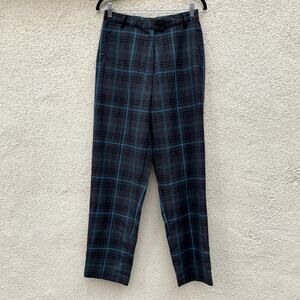 Vintage Tanjay Grey Blue Plaid Trousers Pants Size 12
